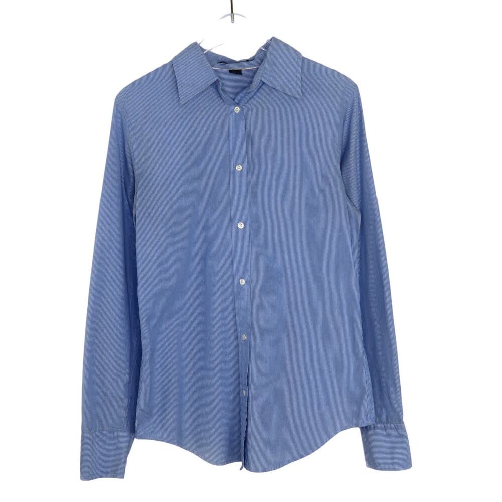 GAP Women's Blue Striped Button Down Blouse Size 4 Preppy Classic Corpcore